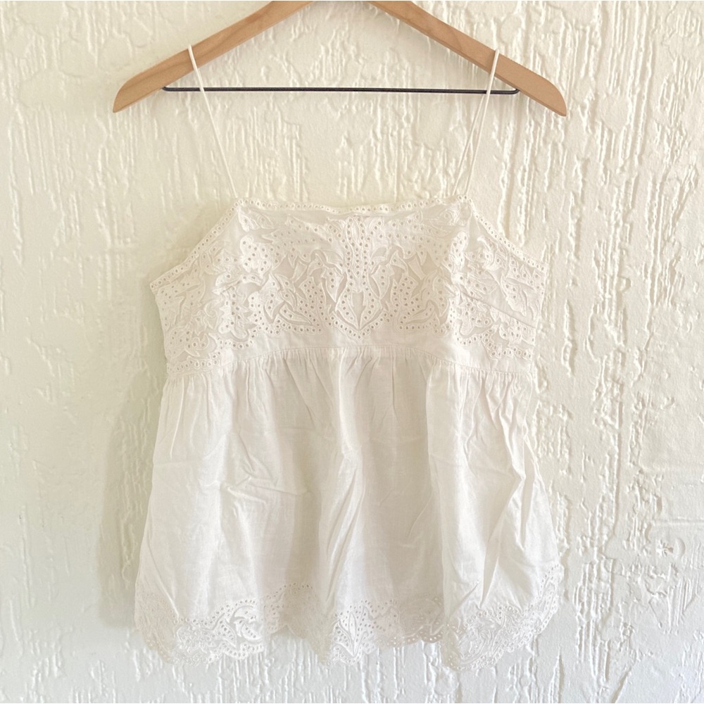Free People White Cotton Boho Lace Tank Top Size Small - Picture 2 of 8